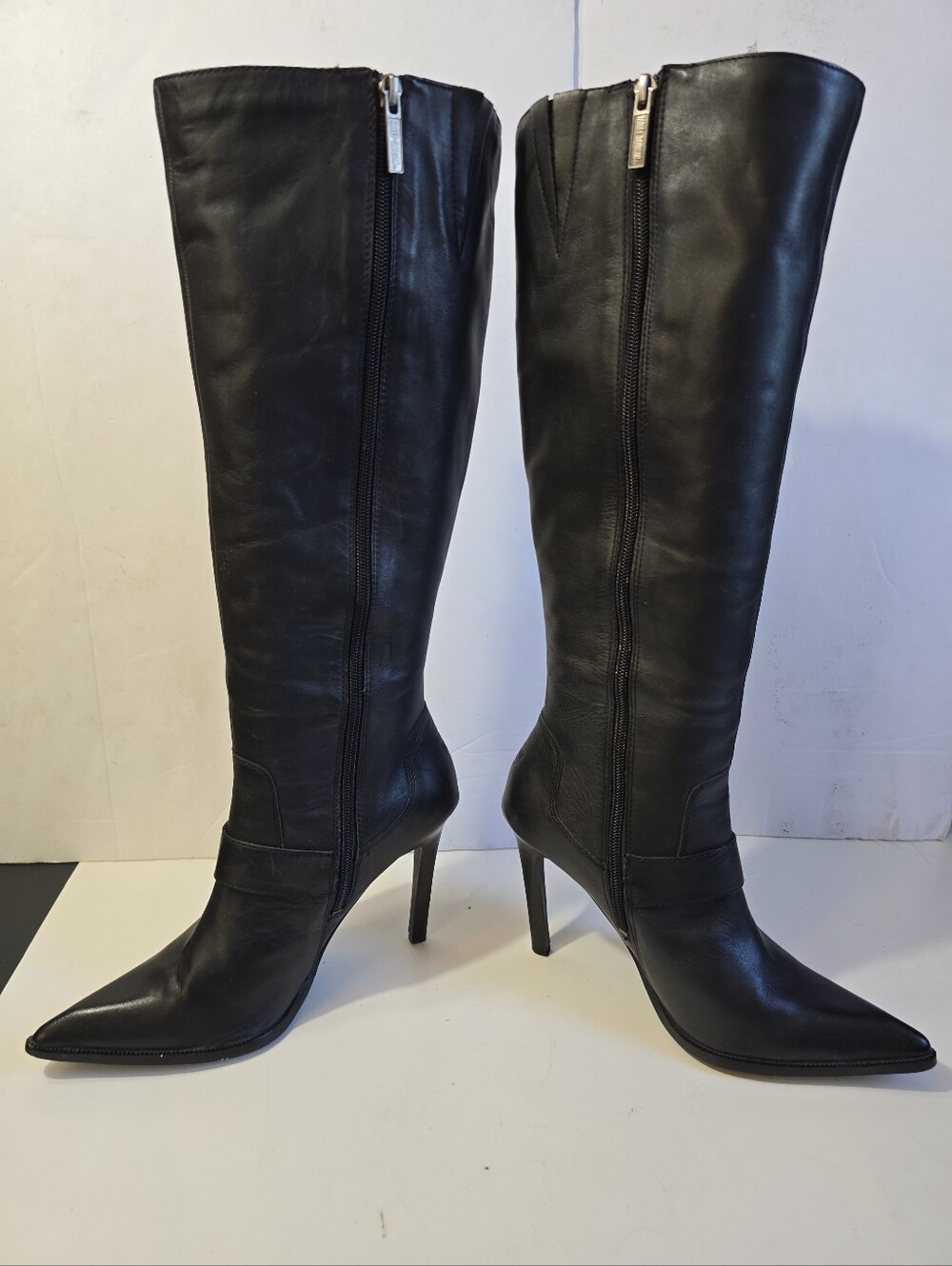 Harley Davidson Janelle Womens Black Knee-High Buckle Stiletto Boots Size 8.5 - Picture 8 of 15